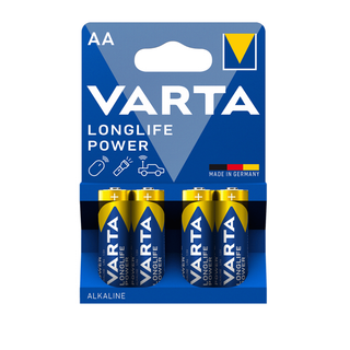 Батарейки Varta LONGLIFE Power Mignon пальчиковые AA LR6, 1.5V, 4 шт./уп, цена за упаковку / Батарейки