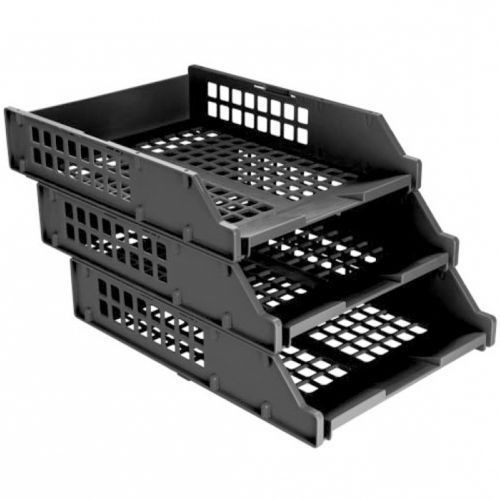Лоток секционный горизонтальный Стамм "Квадро", 3 секции, черный / Лотки секционные