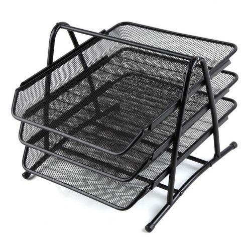 Лоток секционный горизонтальный Comix B2163, 3 секции, металлический, черный / Лотки секционные