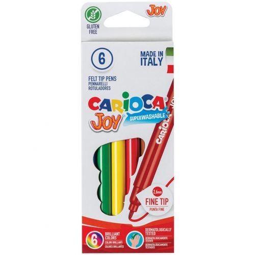 Фломастеры Carioca "Joy", 6 цветов, смываемые, картонная упаковка / Фломастеры