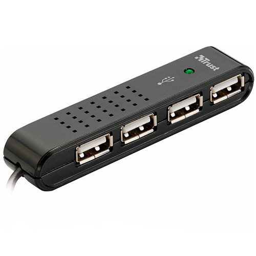 Расширитель USB, Trust Vecco, 4 порта, USB 2.0, черный / Веб-камеры