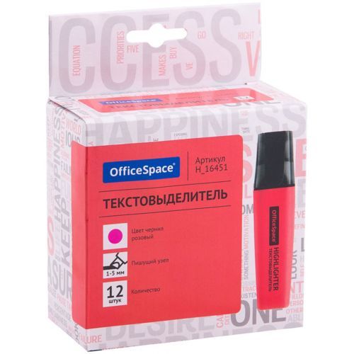 Мәтін бөлектеуіш маркер OfficeSpace, ұшы қиғаш 1-5 мм, қызғылт, баға бір дана үшін / Мәтін бөлектеуіштер №3