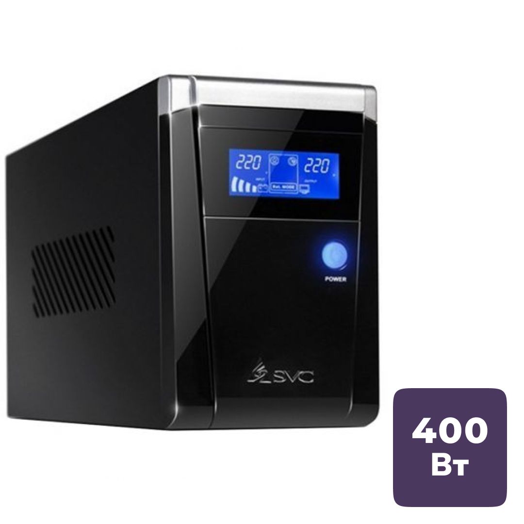 ИБП SVC V-650-F-LCD, 650ВА/400Вт, черный