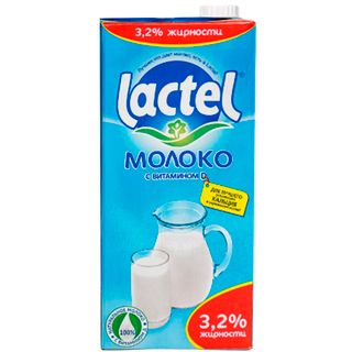 Молоко Lactel, 1 литр, 3,2%, тетрапакет / Молоко и сливки
