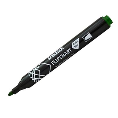 Маркер для флипчарта Index, круглый наконечник, 1-4 мм, зеленый, цена за штуку / Маркеры перманентные нестираемые