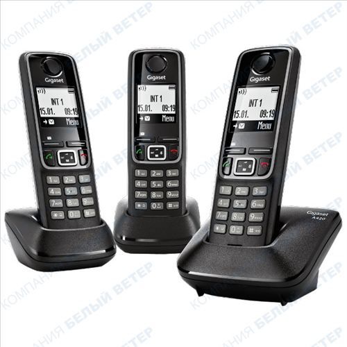 Радио-телефон Gigaset A420 Trio, AOH, Caller ID, 100 номеров phonebook, Black / null