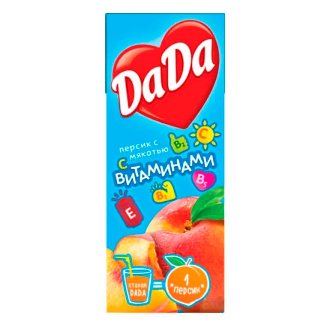 Сок DaDa "Персик с мякотью", мини, 0,2 л / Напитки и энергетики
