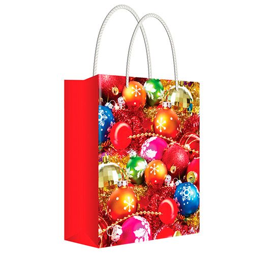 Пакет подарочный Русский дизайн "Новогодние шары", размер 26*32,7*13,6 см, ламинированная бумага / Упаковка подарков
