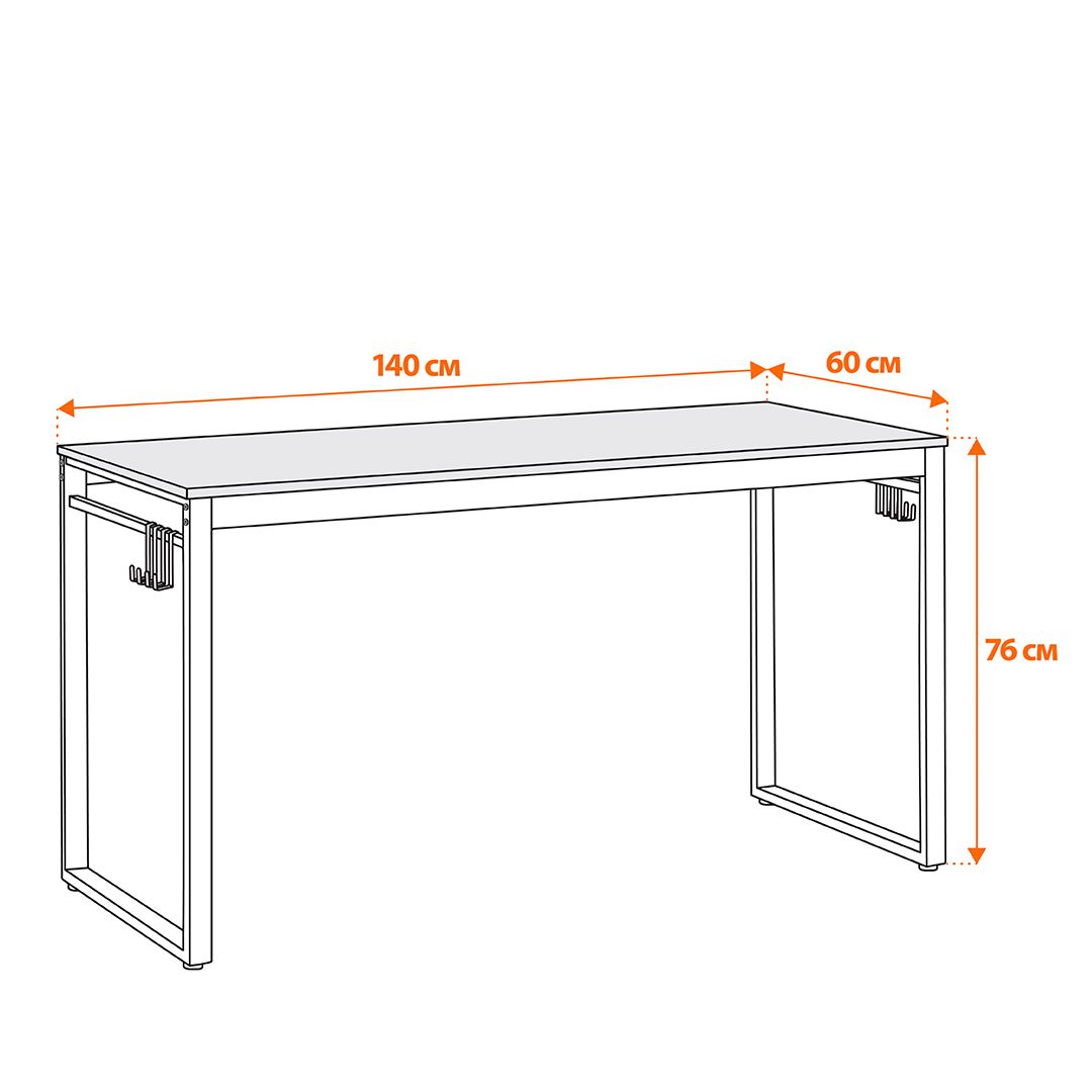 Стол WD-14, МДФ/металл, 600*1400*760 мм, коричневое