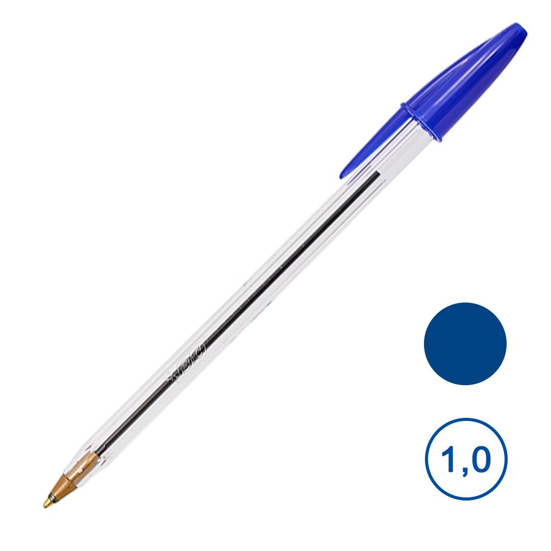 Ручка шариковая Bic "Cristal", 1 мм, синяя, цена за штуку / Ручки шариковые неавтоматические