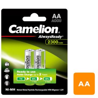 Аккумулятор Camelion AlwaysReady, пальчиковые AA, Ni-MH, 2300 mAh 1.2V, 2 шт, цена за упаковку / Аккумуляторы, зарядные устройства