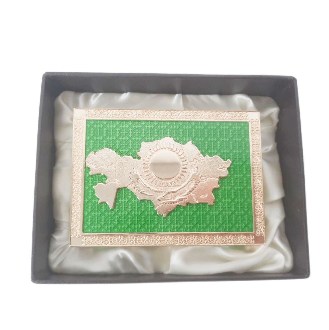 Визитница настольная Адеми Ай "Көкбайрақ", металл/позолота/эмаль / Государственные символы №3