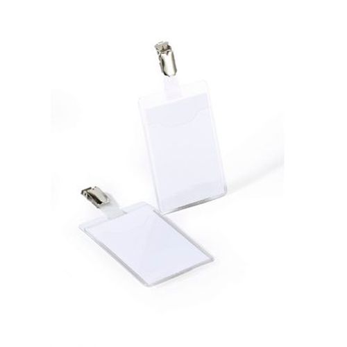 Бейдж вертикальный Durable, 60*90 мм, с клипом, прозрачный / Бейджи