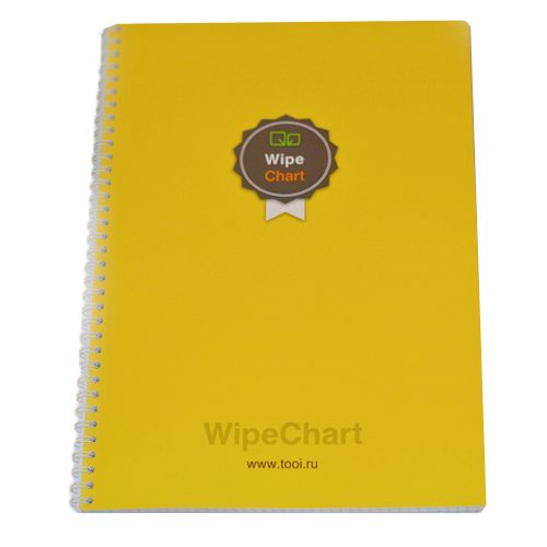 Многоразовый блокнот А4 формата, 50 листов, WipeChart на спирали, в клетку, желтый / Блокноты