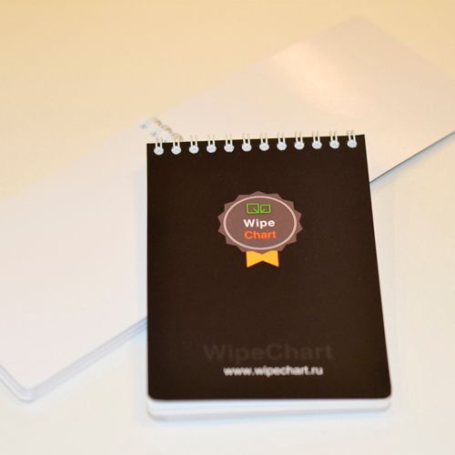 Многоразовый блокнот А6 формата, 50 листов, WipeChart на гребне, без линовки, черный / Блокноты №2