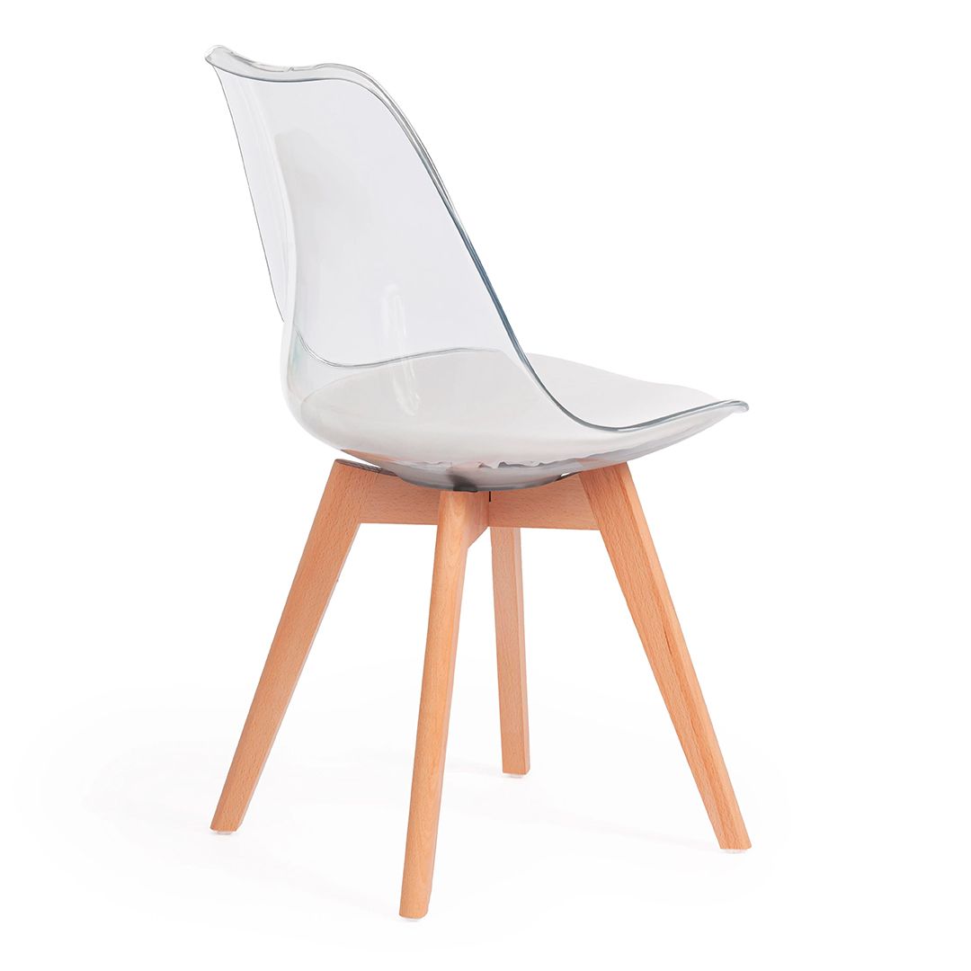 Стул Tulip, дерево/пластик/ПУ, прозрачный / Стулья №4