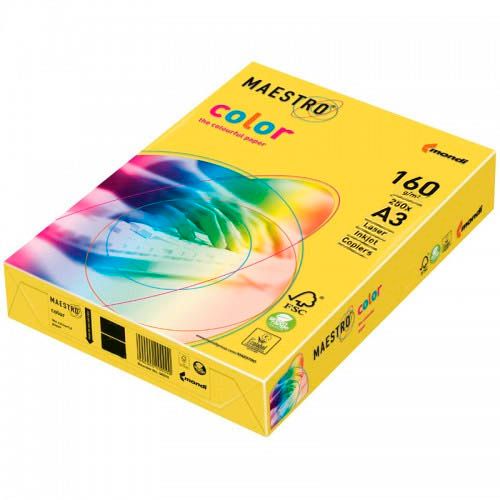 Бумага Mondi "Maestro Color Intensive Canary Yellow", А3, 160 г/м2, 250 листов, ярко-желтая / Бумага цветная