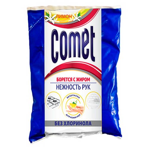 Чистящий порошок универсальный Comet "Лимон. Без хлоринола", 400 гр, в мягкой упаковке / Универсальные чистящие средства