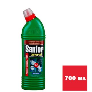 Чистящий гель универсальный антимикробный с хлором Sanfor "Морской бриз", 700 мл / Универсальные чистящие средства
