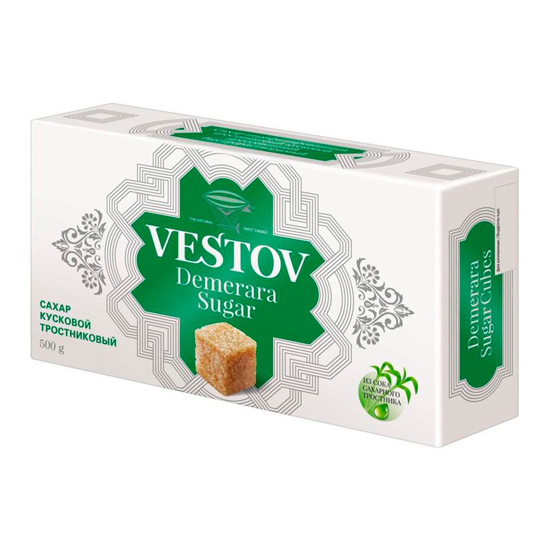 Сахар тростниковый Вестов, коричневый, кусковой, 500 гр / Сахар