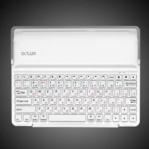 Клавиатура беспроводная универсальная Delux IStation PKO1H с технологией Bluetooth, ENG/RUS, белая / Клавиатуры беспроводные
