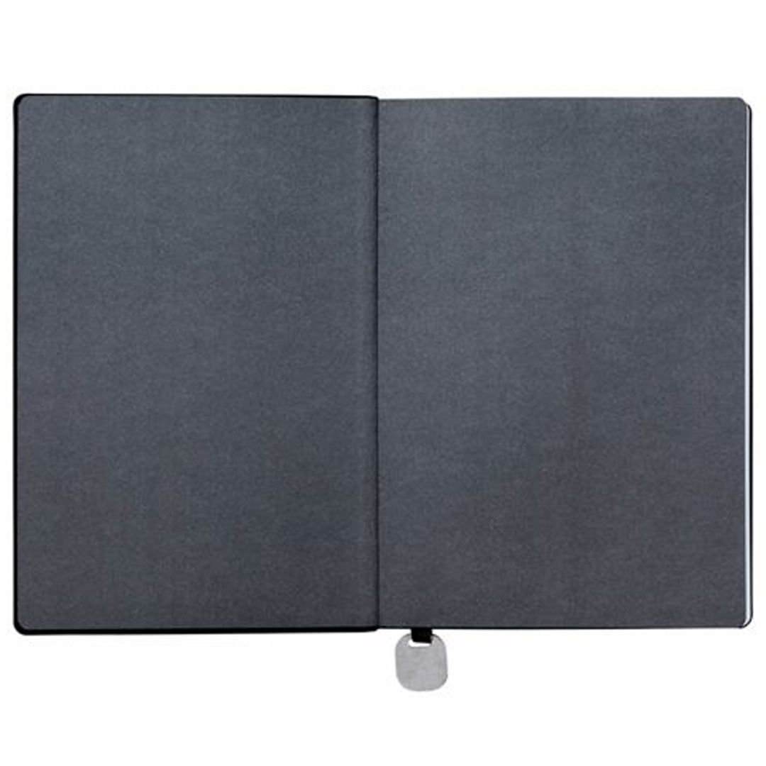 Записная книжка Flexy, А5, 128 л, в линейку, с металлическим шильдом на закладке, черная