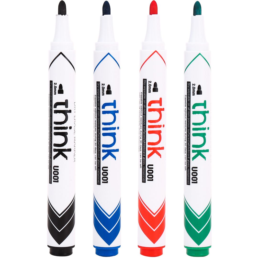 Тақтаға арналған маркерлер жинағы Deli "EU00101", ұшы дөңгелек, 2 мм, ассорти, 4 түс / Тақтаға арналған маркерлер №2