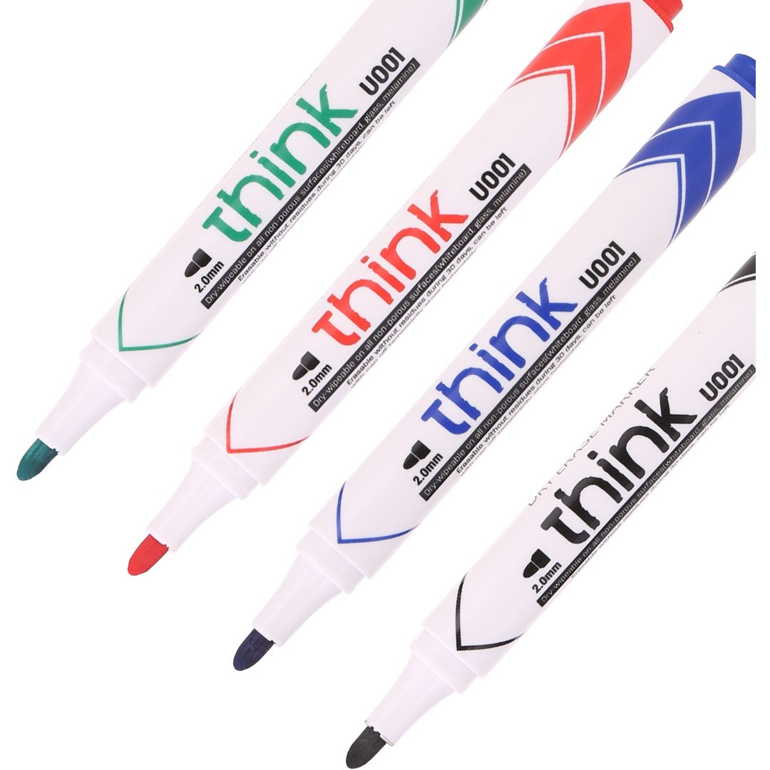 Тақтаға арналған маркерлер жинағы Deli "EU00101", ұшы дөңгелек, 2 мм, ассорти, 4 түс / Тақтаға арналған маркерлер №4