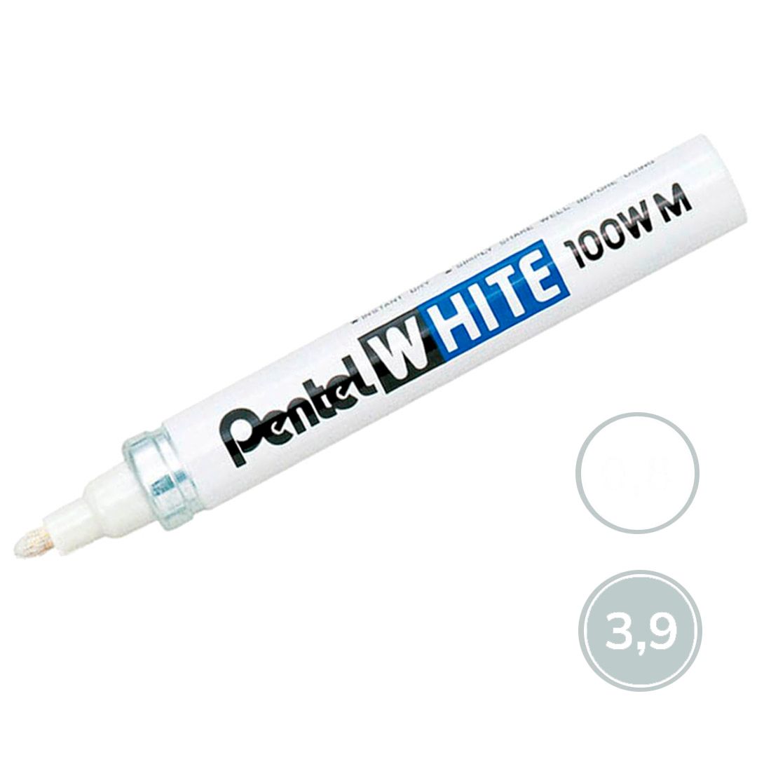 Маркер перманентный Pentel White 100W M, пулевидный наконечник 3,9 мм, белый, цена за штуку / Маркеры перманентные нестираемые oe.kz Маркер перманентный Pentel White 100W M, пулевидный наконечник 3,9 мм, белый, цена за штуку / Маркеры перманентные нестираемые