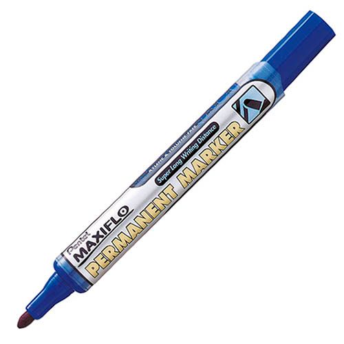 Маркер перманентный Pentel Maxiflo, пулевидный наконечник 4.5 мм, синий, цена за штуку / Маркеры перманентные нестираемые