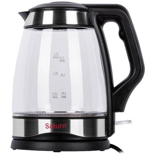 Электрический чайник Saturn ST-EK8428, 1,7 л, стекло, черный / Чайники	