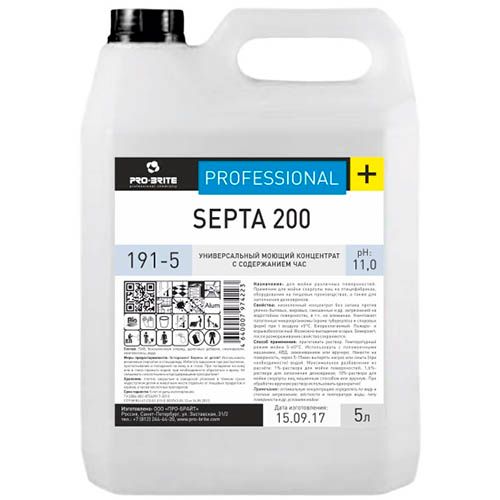 Универсальный моющий концентрат с содержанием ЧАС, Pro-Brite "Septa 100",  5 л / Профессиональная химия