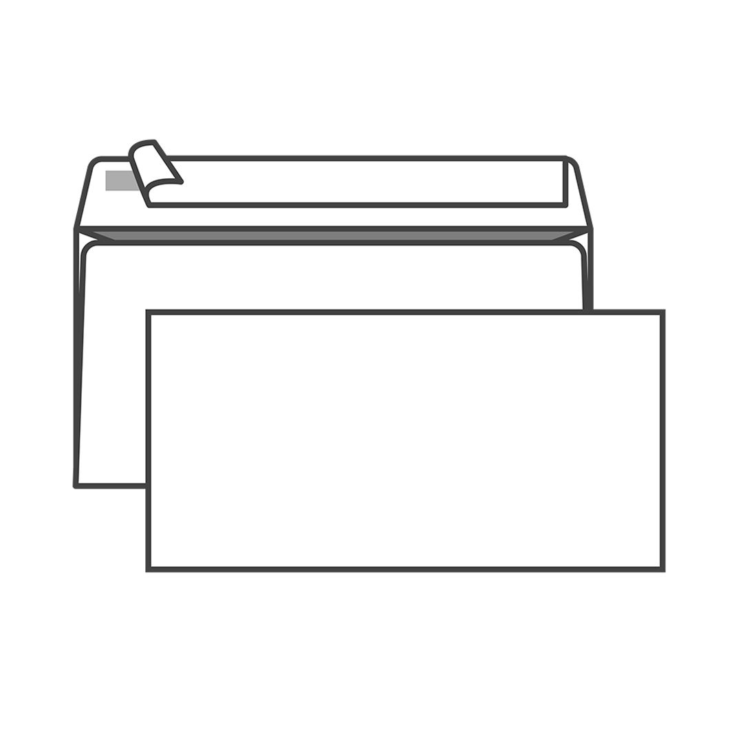 Конверт горизонтальный KurtStrip, формат Е65 (110*220 мм), белый, отрывная лента