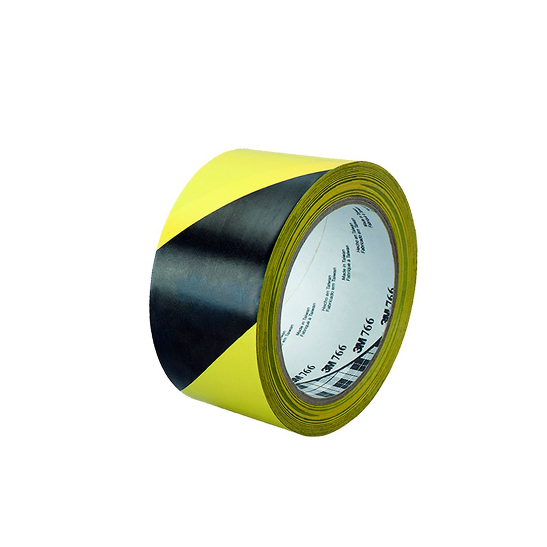 Разметочная виниловая лента 3М, 766, ширина ленты 50 мм, длина намотки 33 м, черно-желтая / Монтажные и специальные ленты