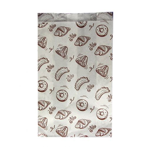 Пакет бумажный, размер 25*14*6 см, с рисунком для выпечки, белый / null