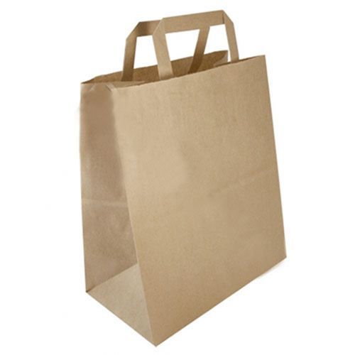 Пакет-сумка бумажная, прочная, размер 28*24 см, крафт / null