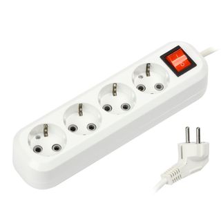 Ұзартқыш Smartbuy, 16A, 4 ұяшық, 2 м, жерге тұйықтауыш және сөндіргішімен, ақ / Ұзартқыштар, үшайырлар