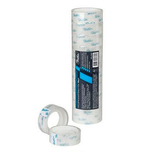 Клейкая лента Hatber, размер 15 мм*10 м, прозрачная, цена за штуку / Канцелярские ленты