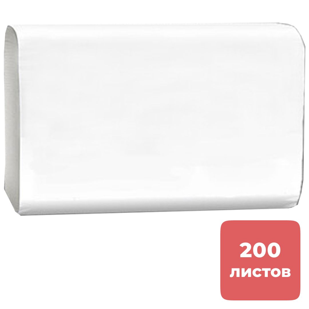 Полотенца бумажные Sunpaper Premium, 200 шт, 2-слойные, 22*23 см, Z-сложение, белые