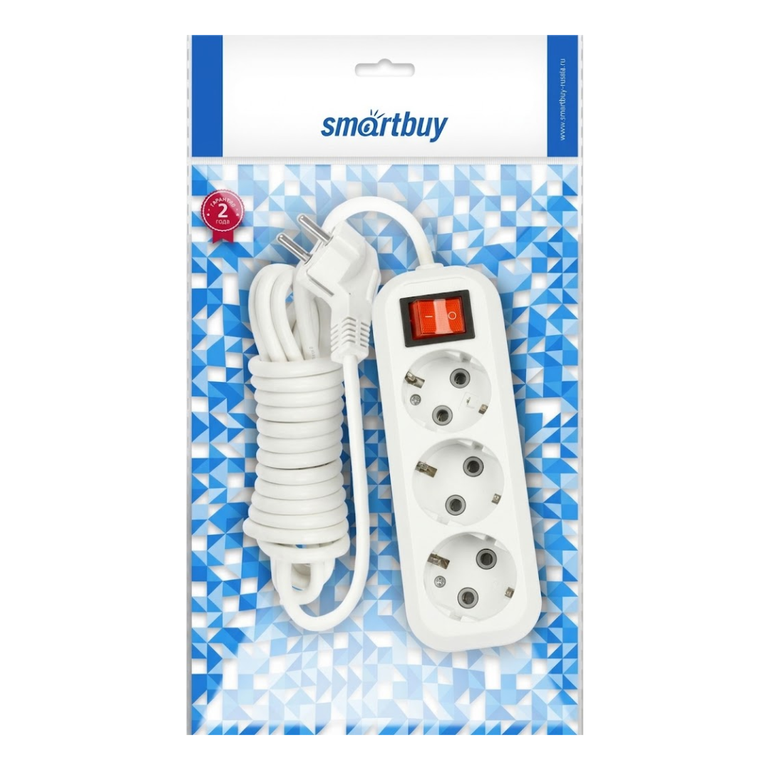 Ұзартқыш Smartbuy, 16A, 3 ұяшық, 5 м, жерге тұйықтауыш және сөндіргішімен, ақ / Ұзартқыштар, үшайырлар №5 oe.kz Ұзартқыш Smartbuy, 16A, 3 ұяшық, 5 м, жерге тұйықтауыш және сөндіргішімен, ақ / Ұзартқыштар, үшайырлар №5
