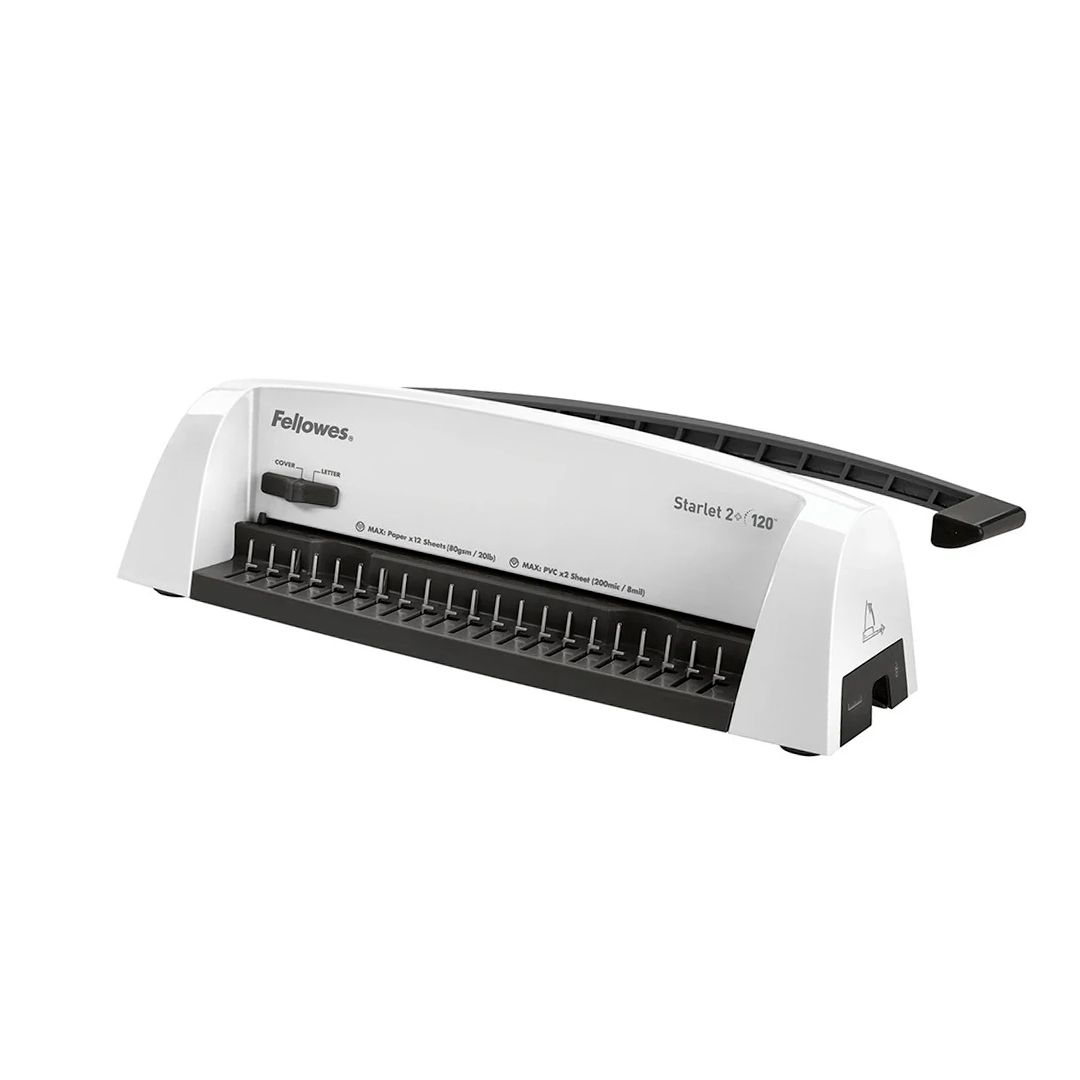 Переплетная машина Fellowes Starlet 2+, пластиковая пружина, переплет максимально 120 листов, белая / Переплетные машины