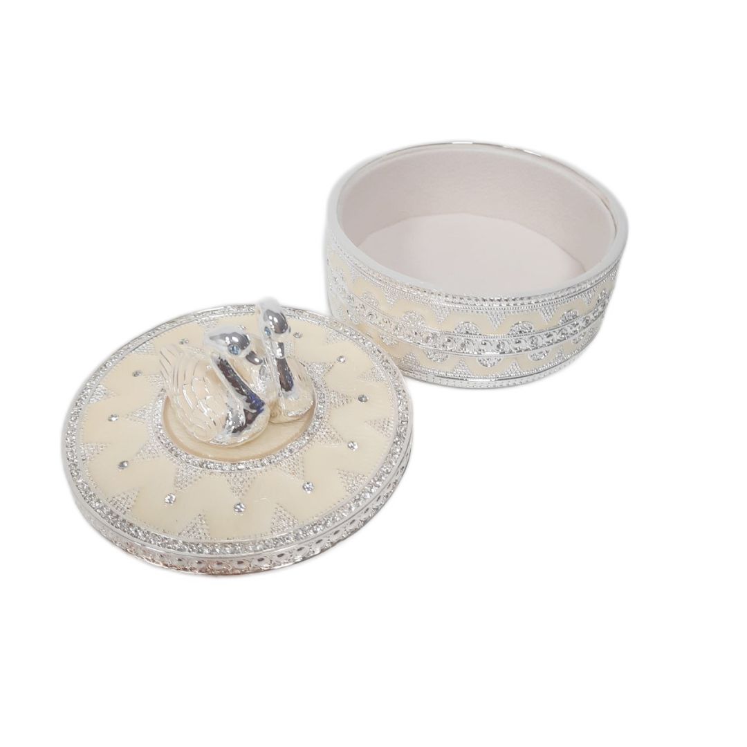 Шкатулка настольная Адеми Ай "Аққу", металл/серебряное покрытие/перламутр / Государственные символы №2