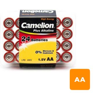 Батарейки Camelion Plus Alkaline пальчиковые AA LR06-PB24, 1.5V, 24 шт./уп, цена за упаковку / Батарейки