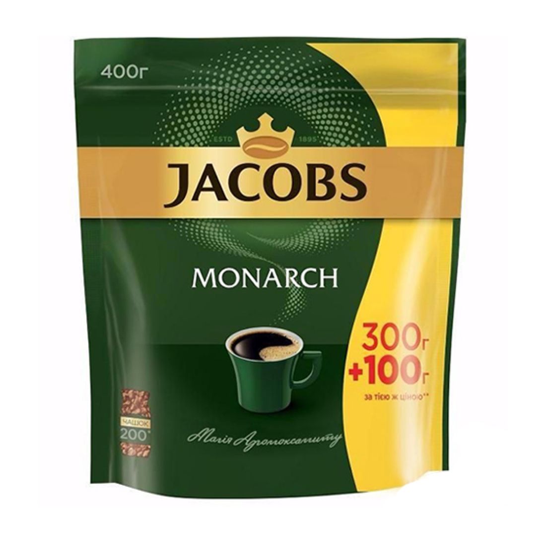 Ерігіш кофе Jacobs Monarch, 400 гр, вакуумды қаптамада