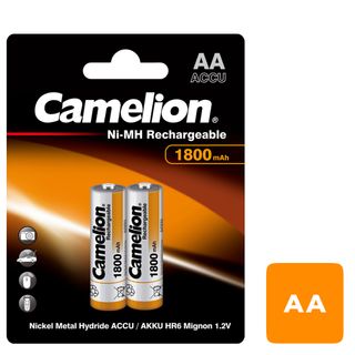 Аккумулятор Camelion Rechergeable, саусақты AA, 1800 mAh 1.2V, қаптамада 2 дана, баға бір қаптамасы үшін / Аккумуляторлар, зарядтау құрылғылары