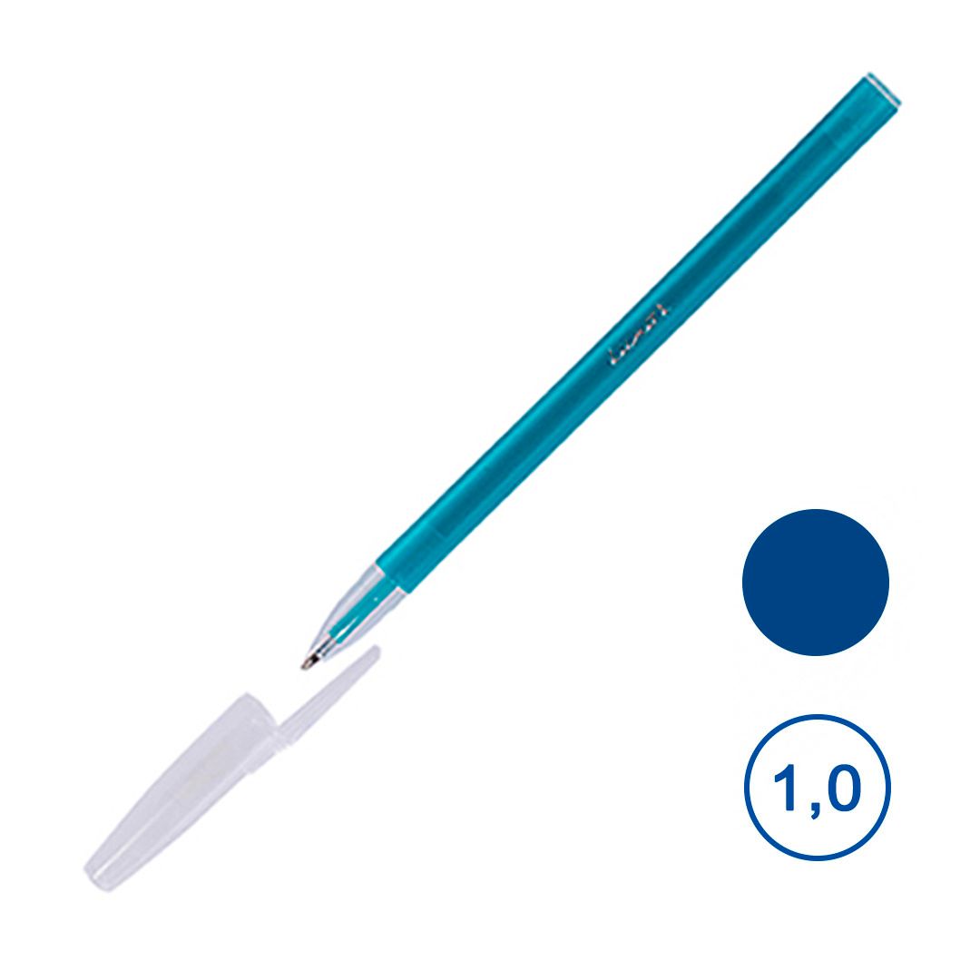 Ручка шариковая Luxor "Stick Neon", 1 мм, корпус ассорти, синяя, цена за штуку / Ручки шариковые неавтоматические