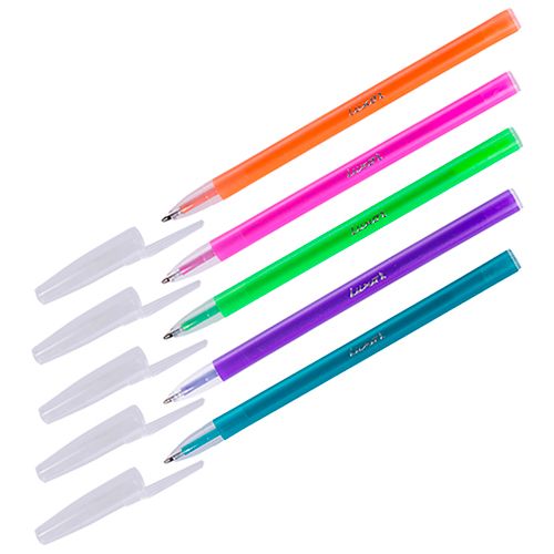 Ручка шариковая Luxor "Stick Neon", 1 мм, корпус ассорти, синяя, цена за штуку / Ручки шариковые неавтоматические №3