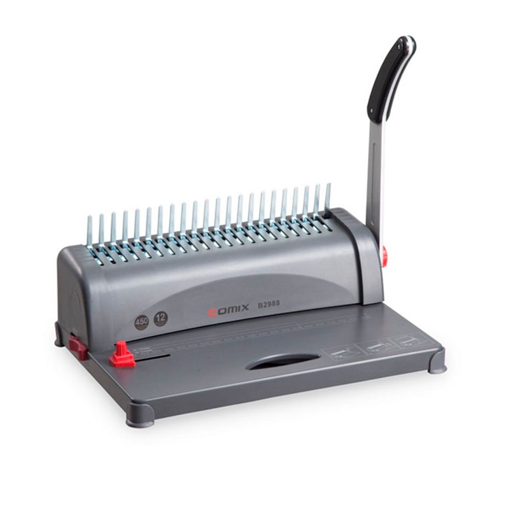 Переплетная машина Comix B2988, на пластиковую пружину, переплет максимально 450 листов, серая / Переплетные машины №2 oe.kz Переплетная машина Comix B2988, на пластиковую пружину, переплет максимально 450 листов, серая / Переплетные машины №2