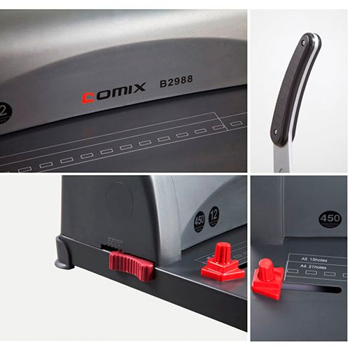 Переплетная машина Comix B2988, на пластиковую пружину, переплет максимально 450 листов, серая / Переплетные машины №3 oe.kz Переплетная машина Comix B2988, на пластиковую пружину, переплет максимально 450 листов, серая / Переплетные машины №3