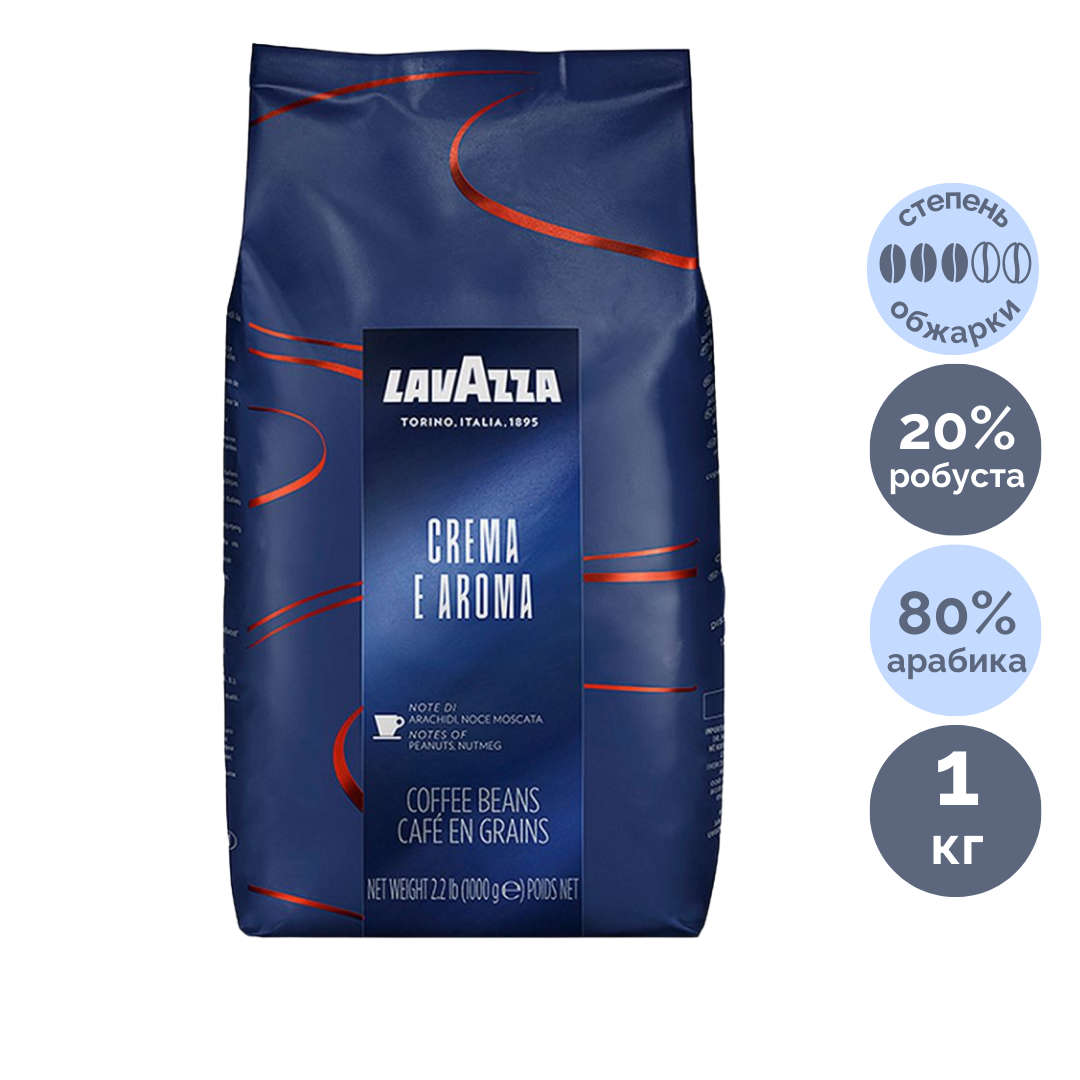 Кофе в зернах Lavazza "Crema & Aroma Espresso", средней обжарки, 1000 гр / Кофе зерновой